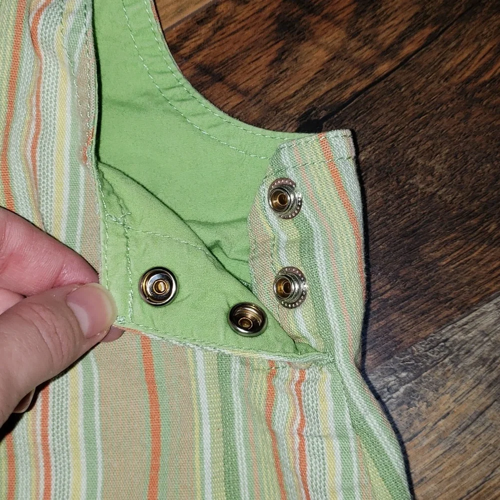 The Children's Place Green and Orange Striped Overall Dress, Size 18 Months - Picture 4 of 6